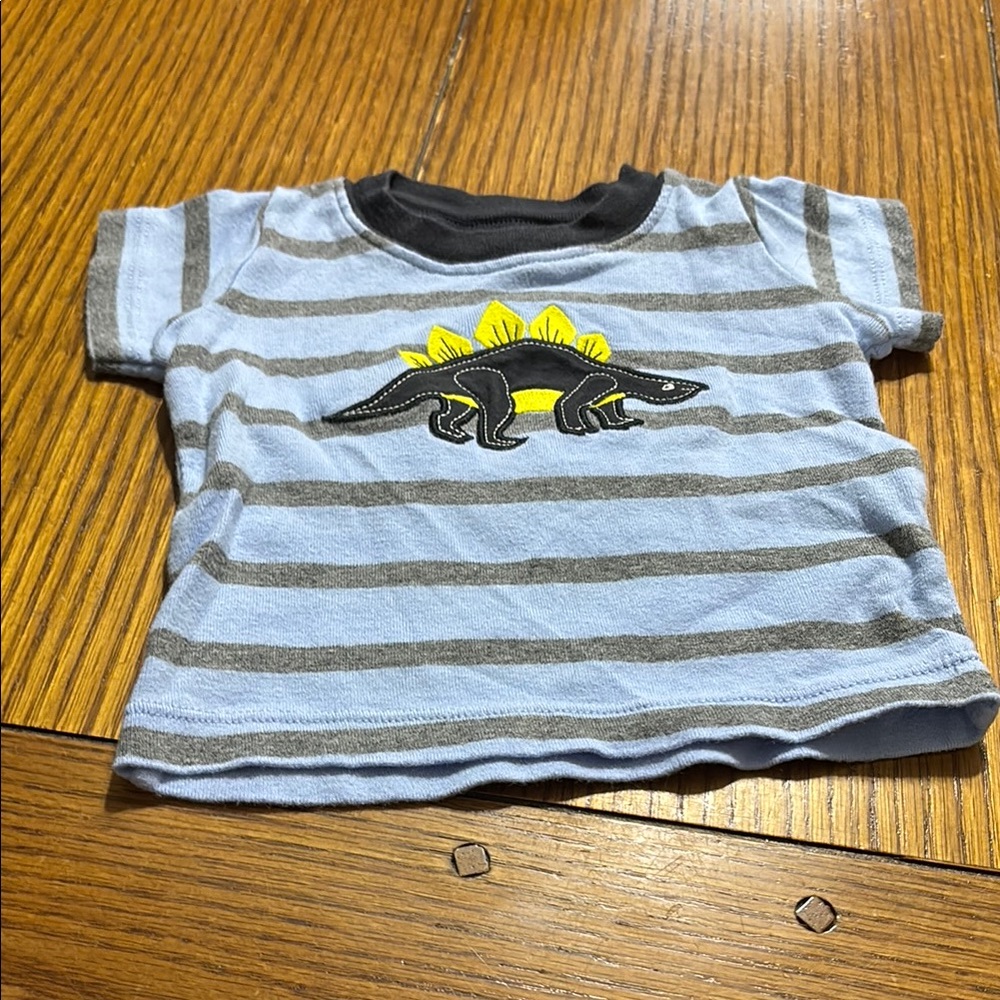Striped Dinosaur Kids Shirt - Blue and Gray